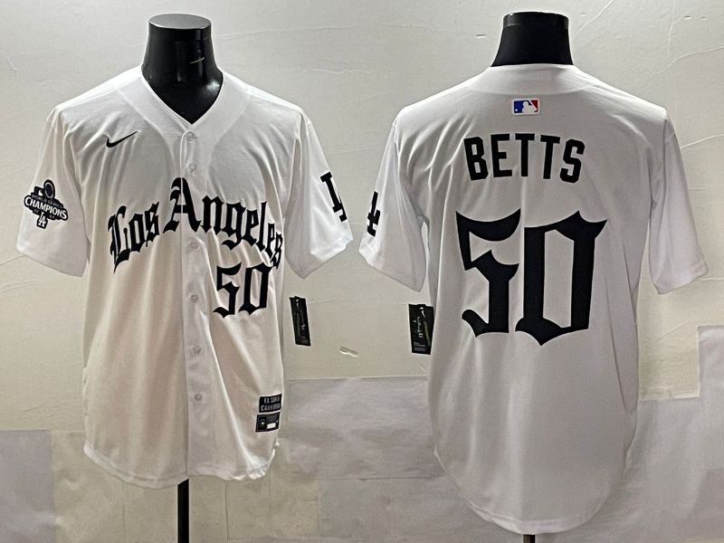 Men 2025 Los Angeles Dodgers #50 Betts White Five generations Joint Name Nike MLB Jersey style 5185->los angeles dodgers->MLB Jersey
